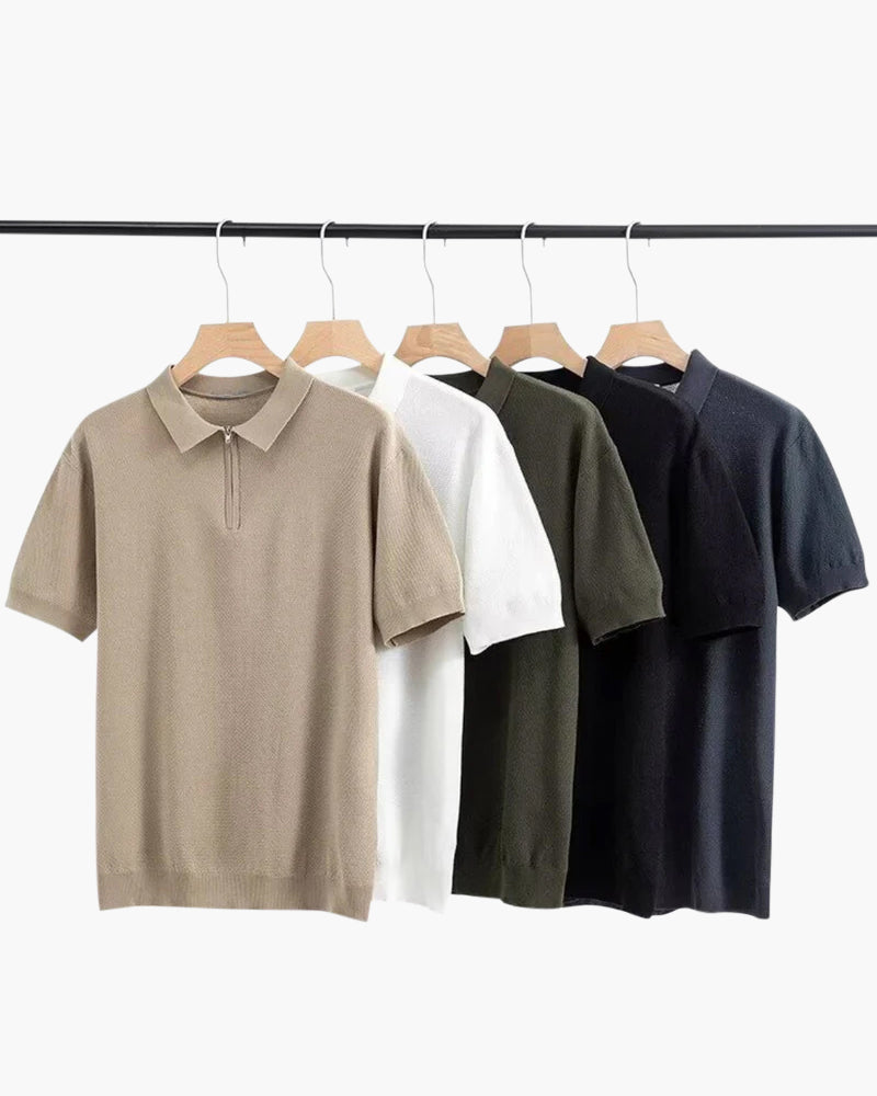 Camal Zip Up Polo