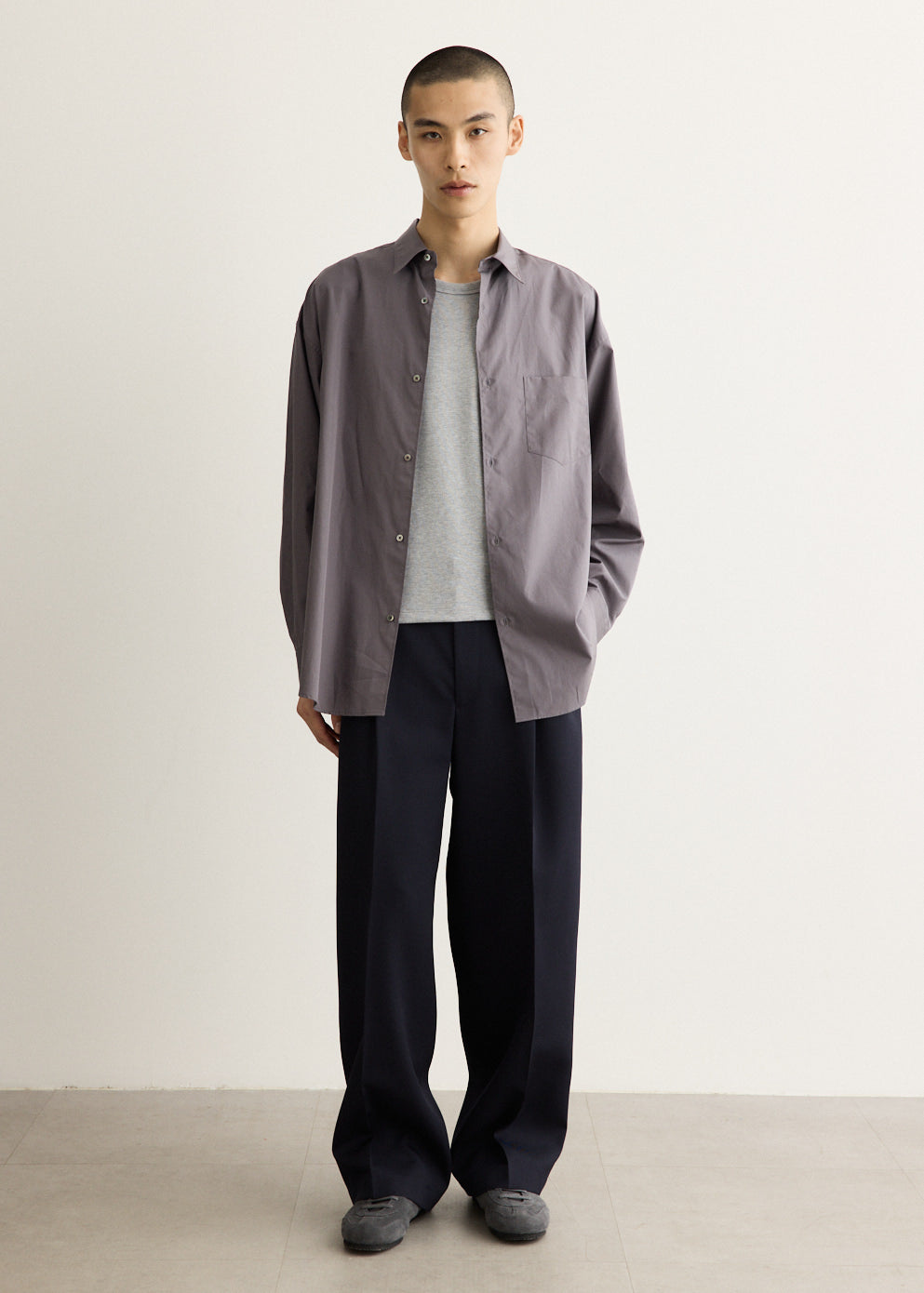Wide Leg Wool Slacks with Front Pleats and Elasticated Waist