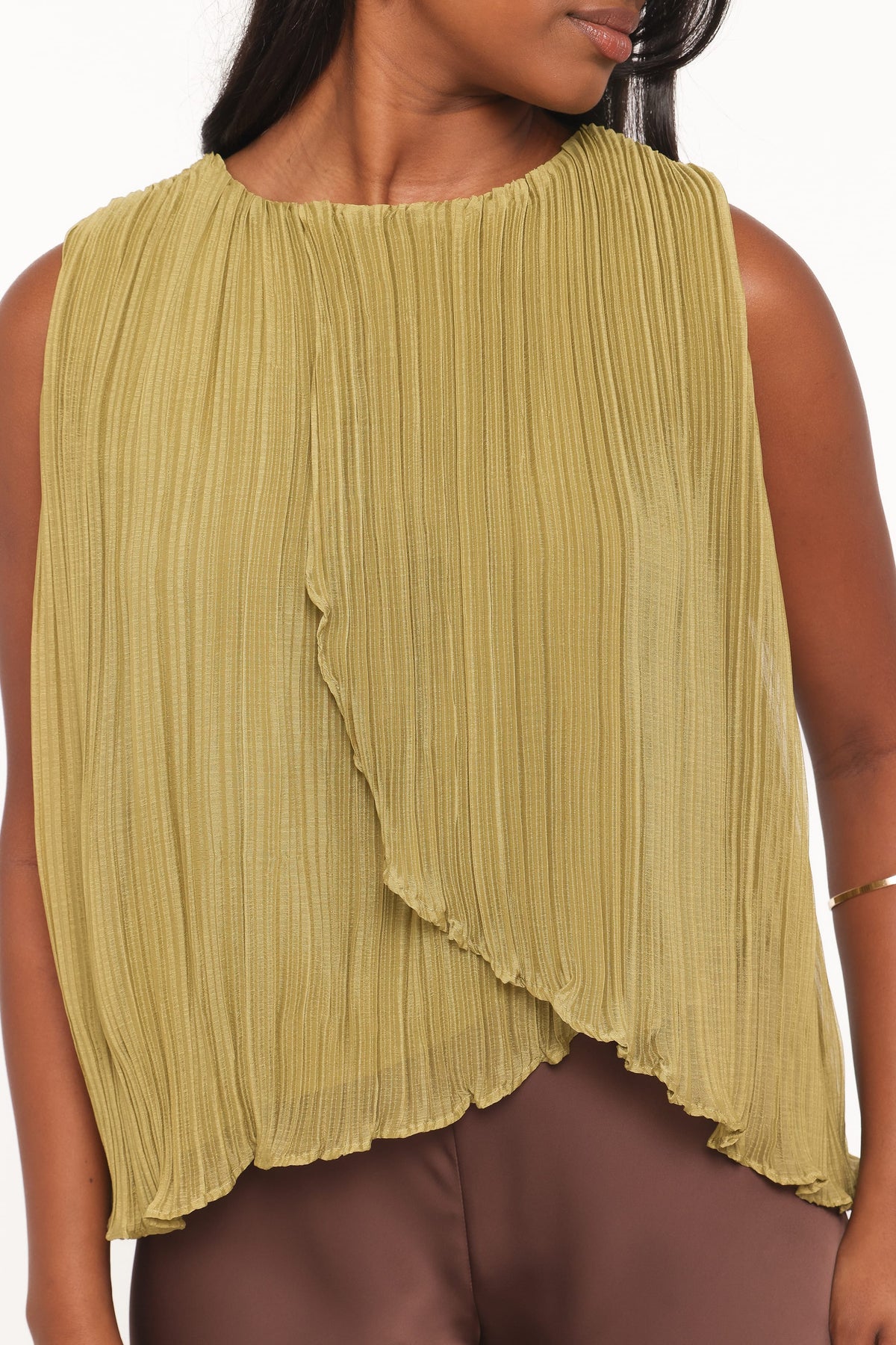 TOPS Marcia Plisse Top - Green