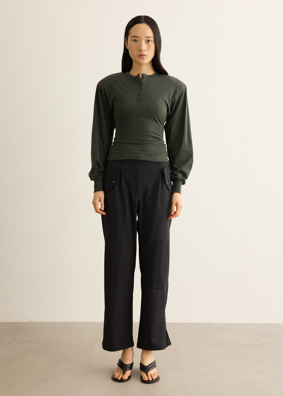 Pleated Trousers with Wrinkle-Resistant Suiting and Side Zip Hem, Low-Rise Fit