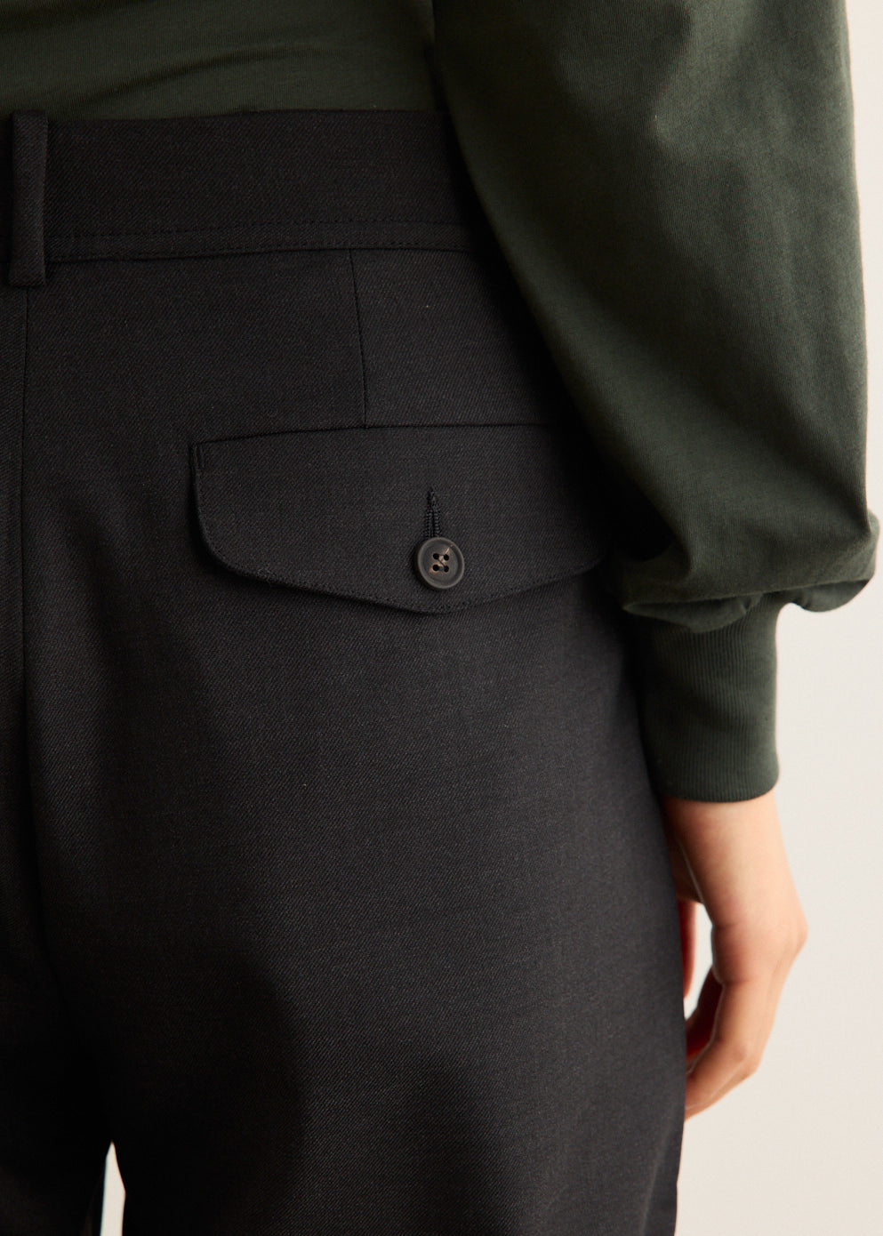 Pleated Trousers with Wrinkle-Resistant Suiting and Side Zip Hem, Low-Rise Fit