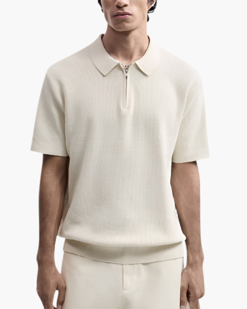 Camal Zip Up Polo