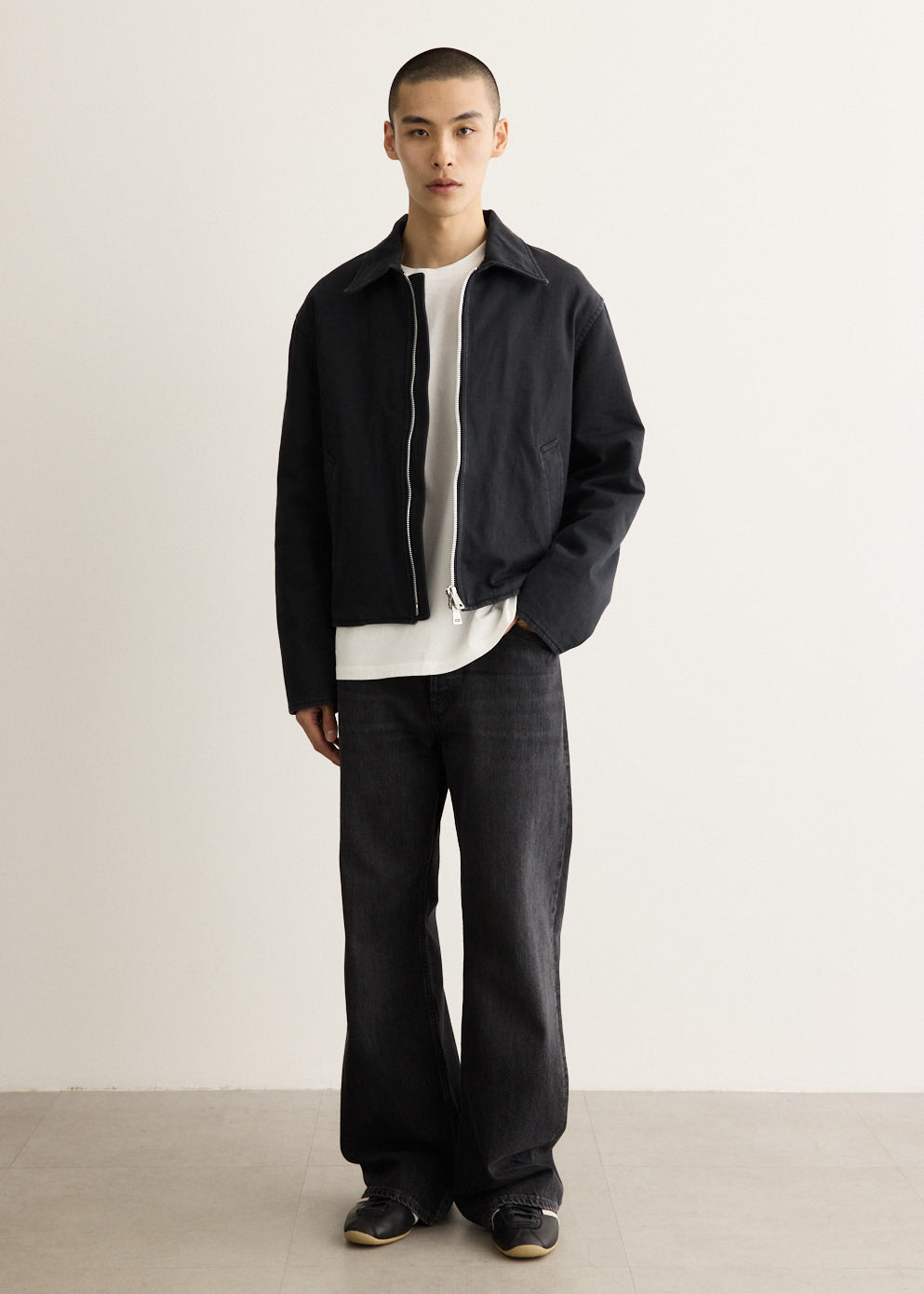 Boxy Padded Jacket with Organic Cotton Sateen and Two-Way Zipper