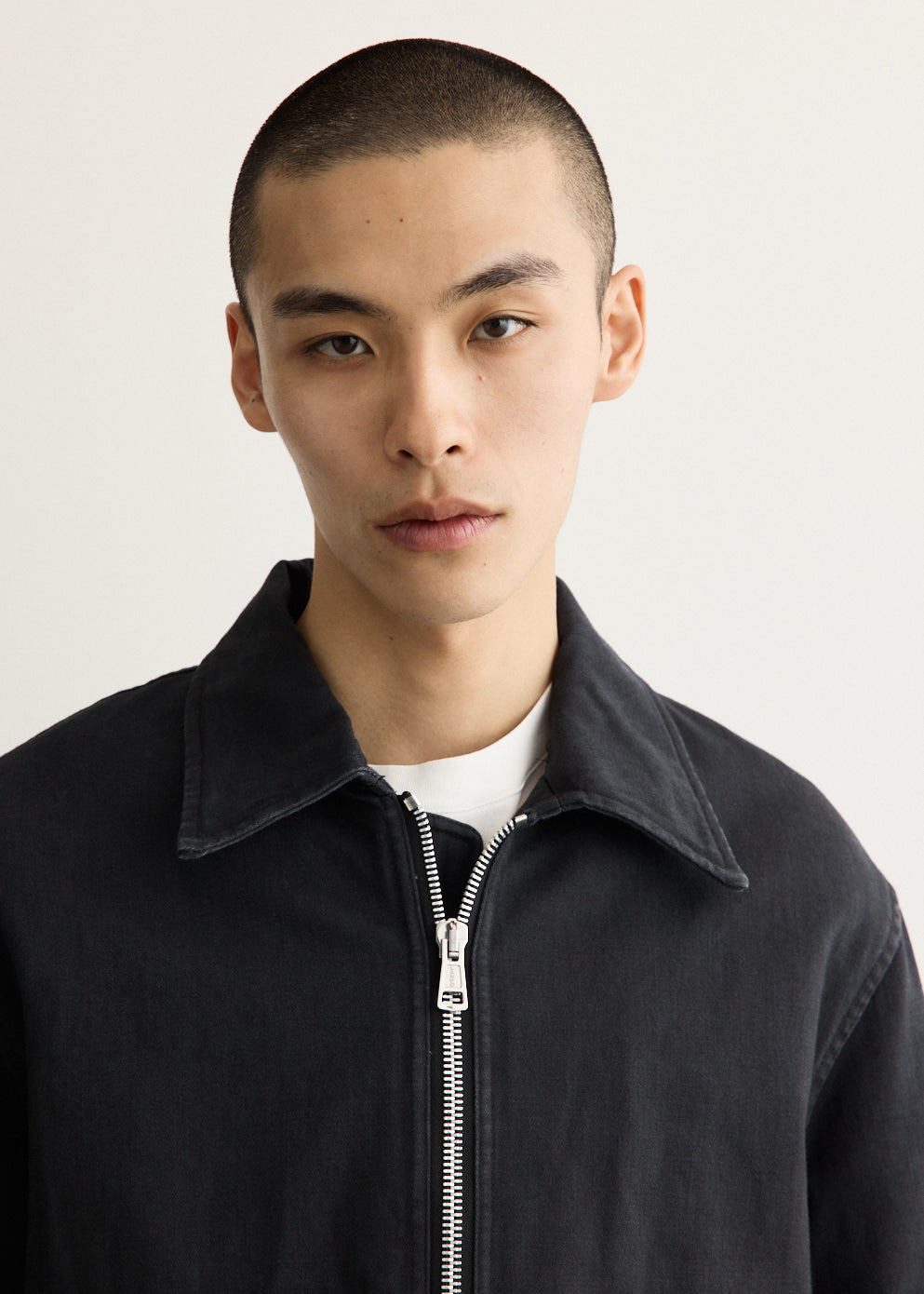 Boxy Padded Jacket with Organic Cotton Sateen and Two-Way Zipper