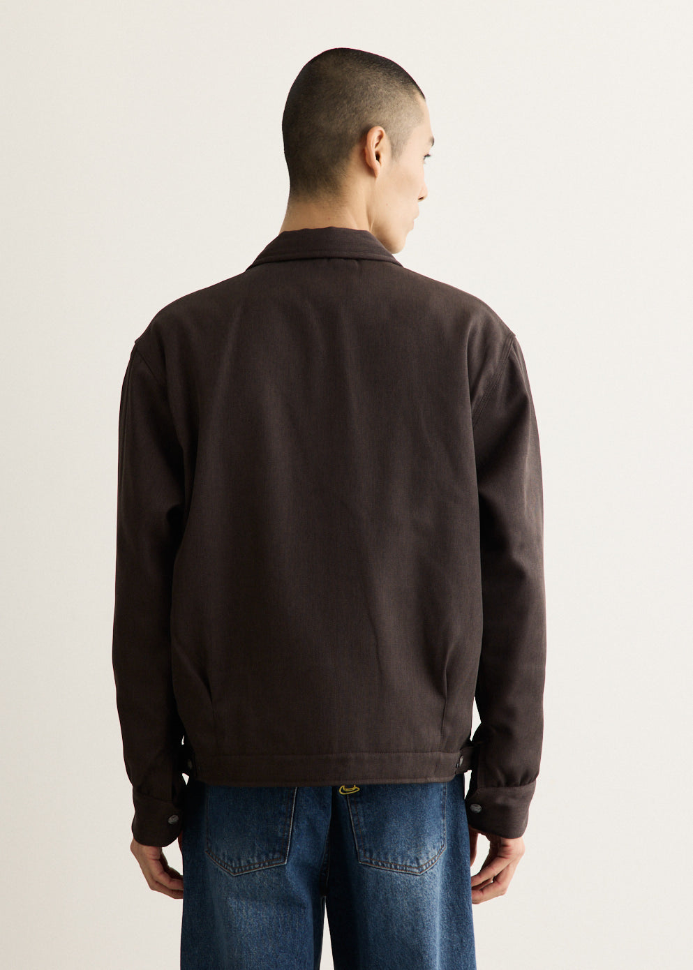 Collared Zip Jacket with Padded Lining and Chest Pocket, Relaxed Fit