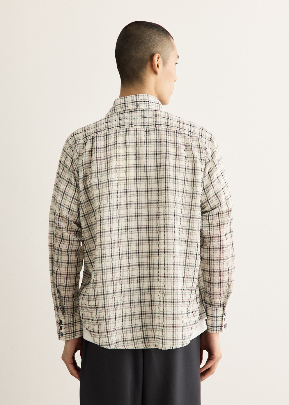 Check Pattern Cotton Blend Shirt with Long Sleeves and Relaxed Fit