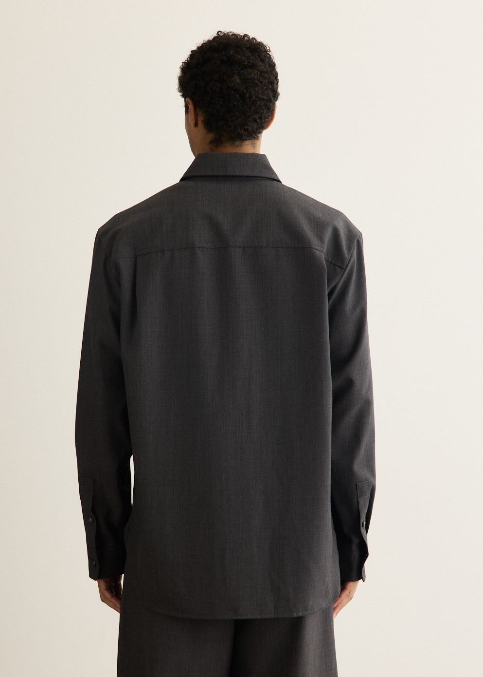 Wool Blend Check Overshirt with Buttoned Cuffs and Chest Pocket