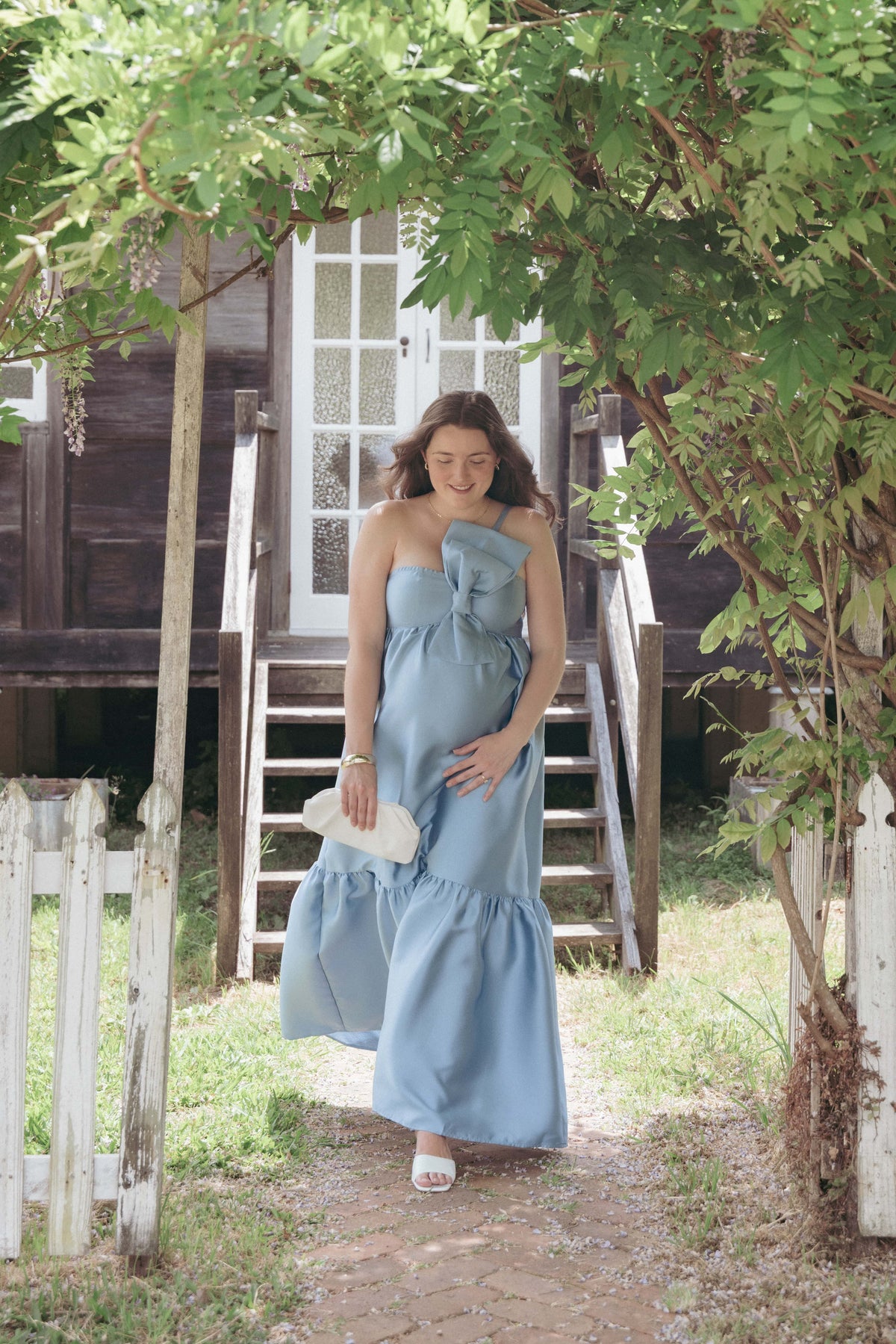 Petal and Pup USA DRESSES Betina Bow Front Maxi Dress - Blue