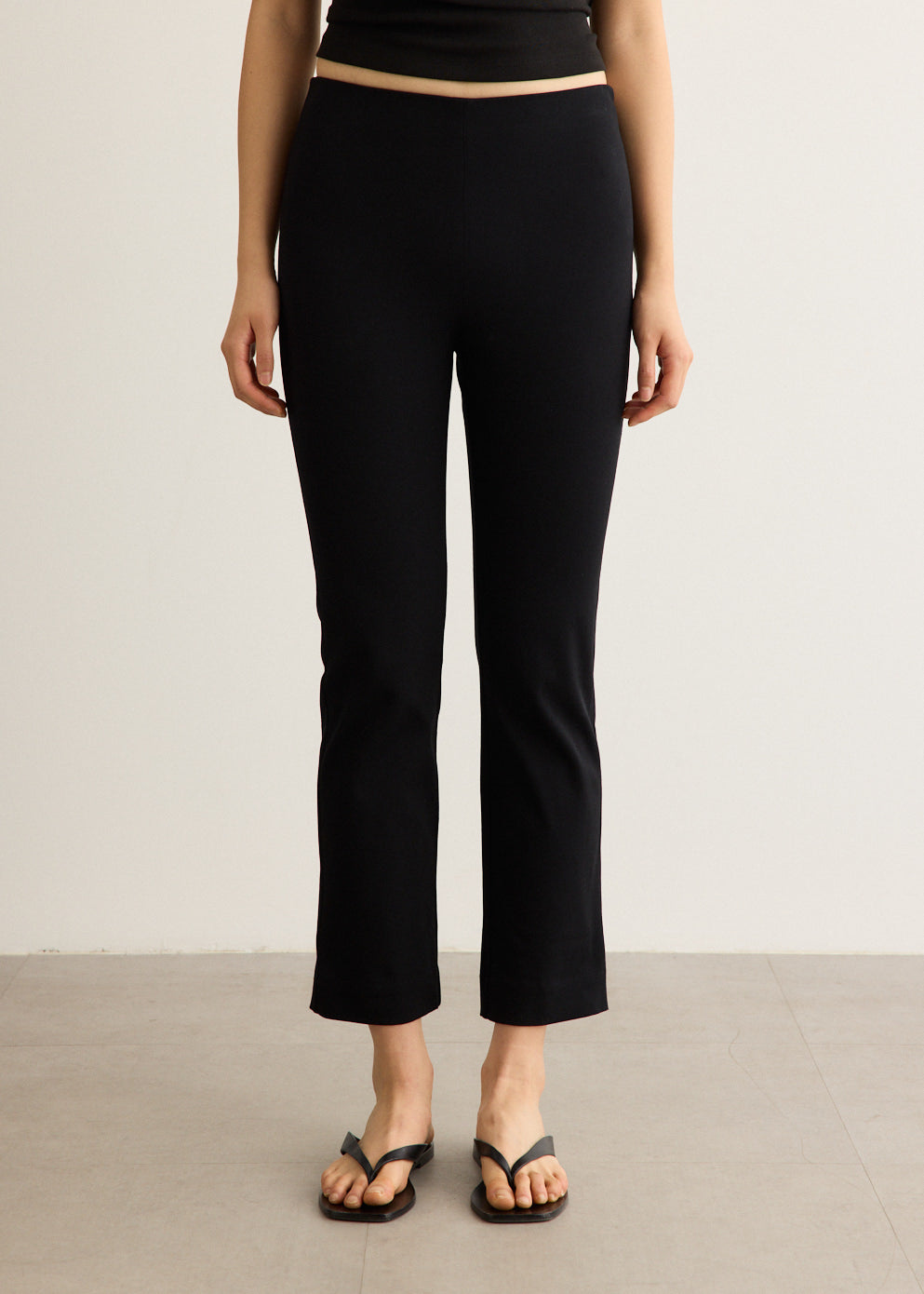 Slim Fit Cropped Pants with Mid-Rise Waist and Invisible Zipper